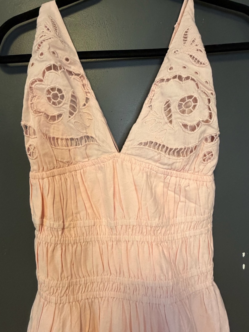 Women’s Pink Maxi Dress with Eyelet Detail Small